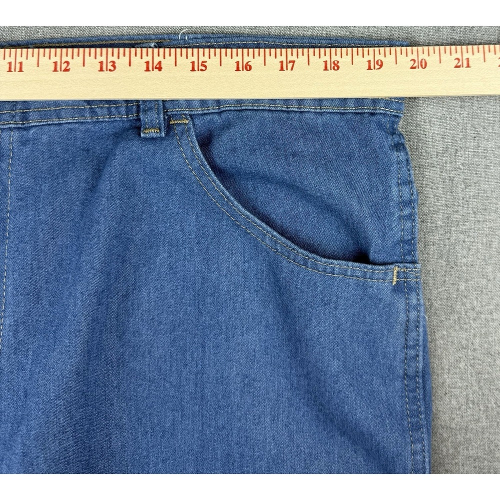 Wrangler Mens 40x29 Regular Fit Blue Denim Jeans Cut Off Raw Hem Made in USA - Picture 6 of 9